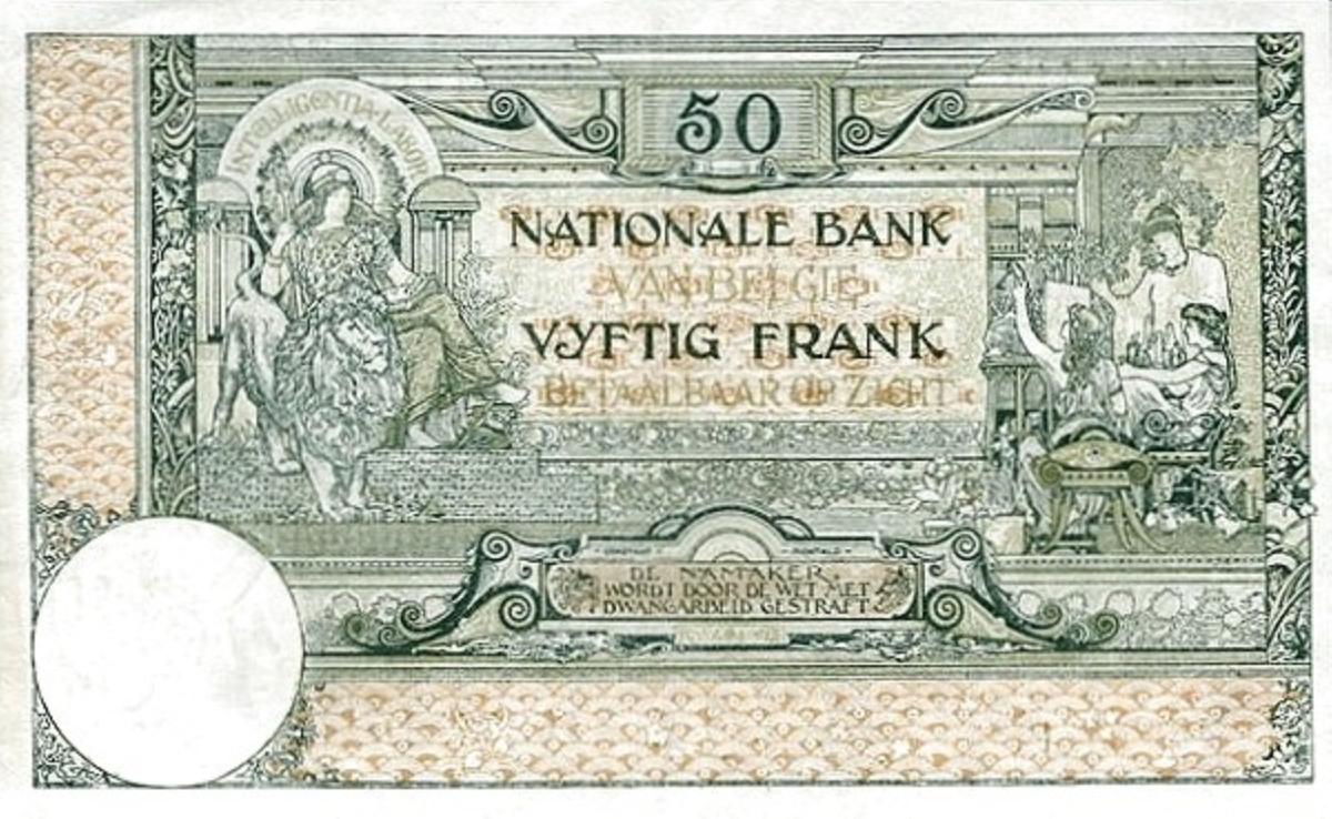 Back of Belgium p77: 50 Francs from 1914