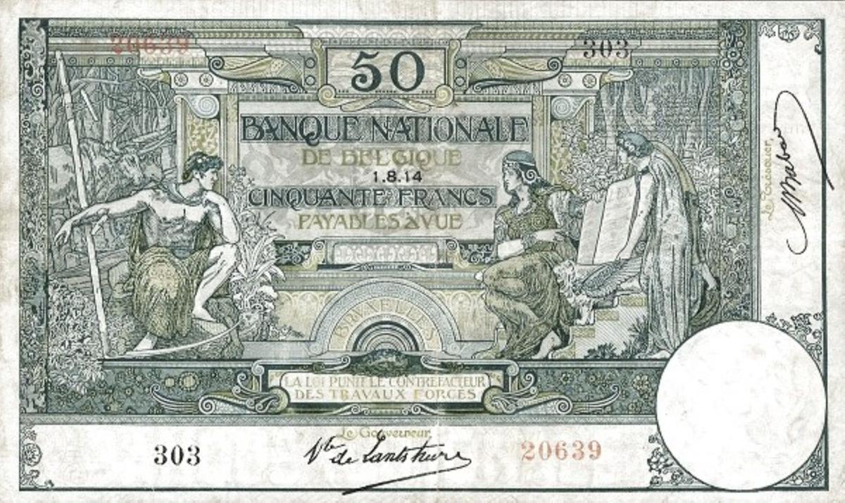 Front of Belgium p77: 50 Francs from 1914