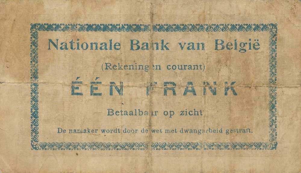 Back of Belgium p81: 1 Franc from 1914