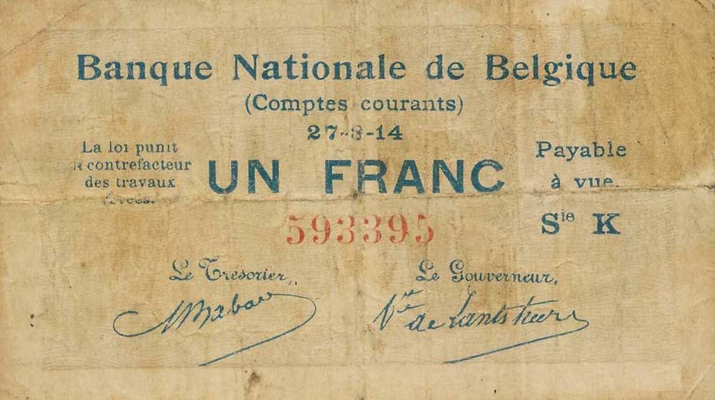 Front of Belgium p81: 1 Franc from 1914