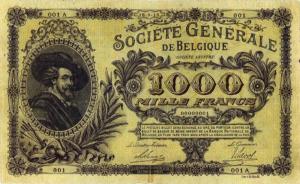 p91 from Belgium: 1000 Francs from 1915