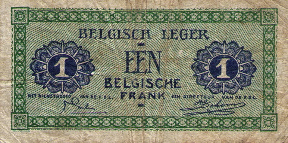 Back of Belgium pM1a: 1 Franc from 1946