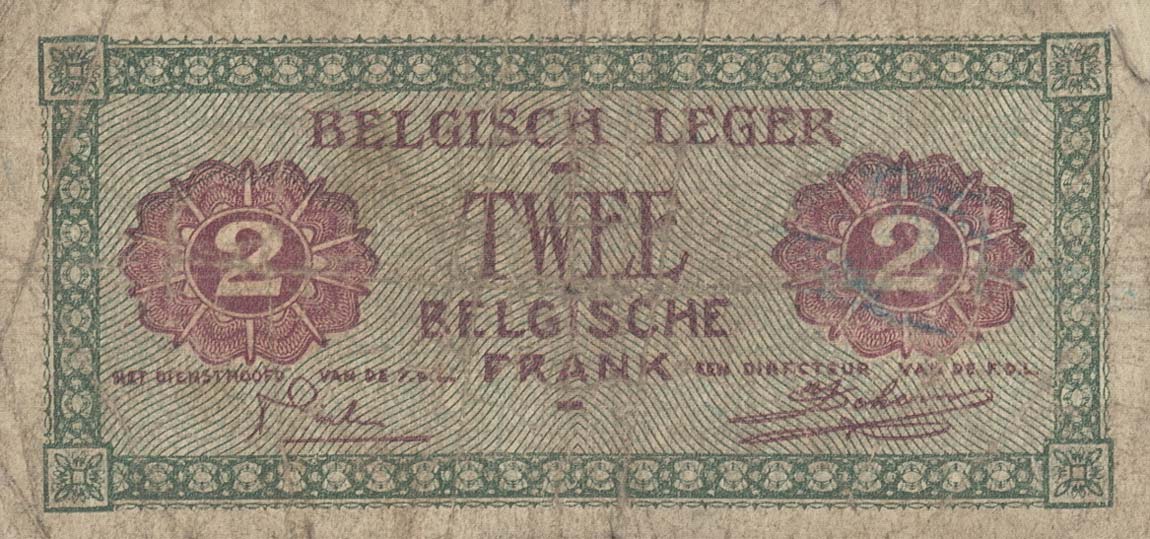 Back of Belgium pM2a: 2 Francs from 1946