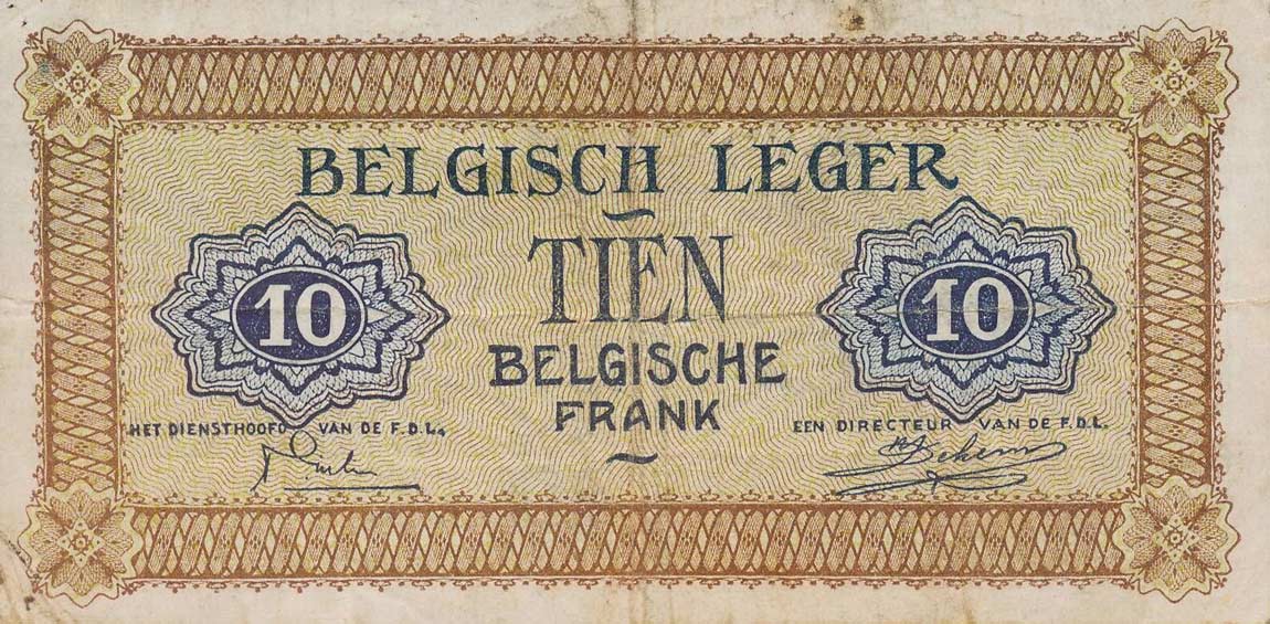 Back of Belgium pM4a: 10 Francs from 1946