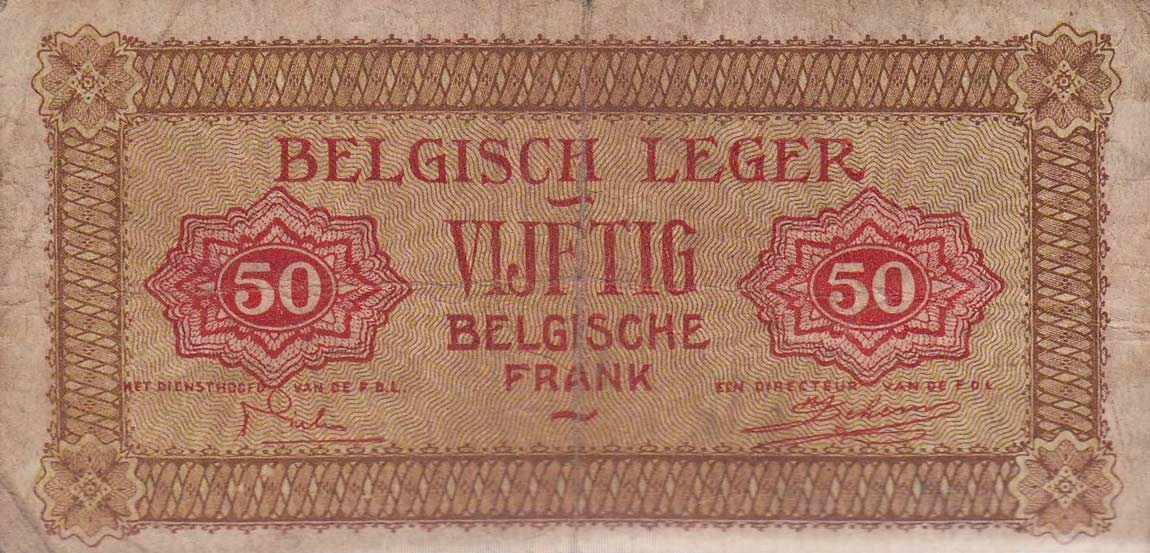 Back of Belgium pM6a: 50 Francs from 1946