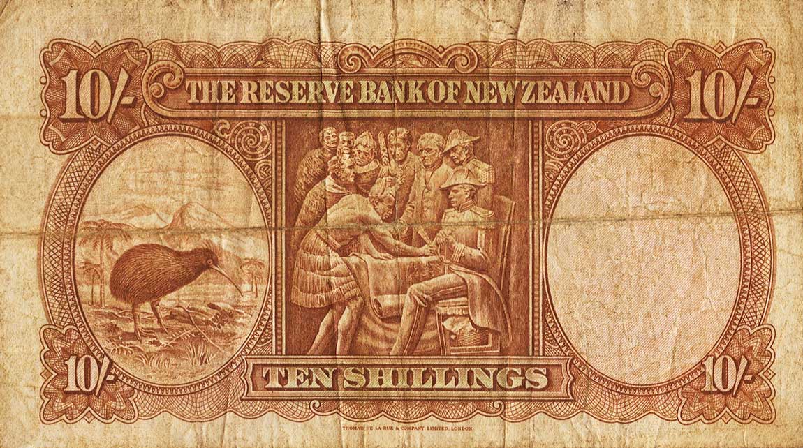 Back of New Zealand p158a: 10 Shillings from 1940