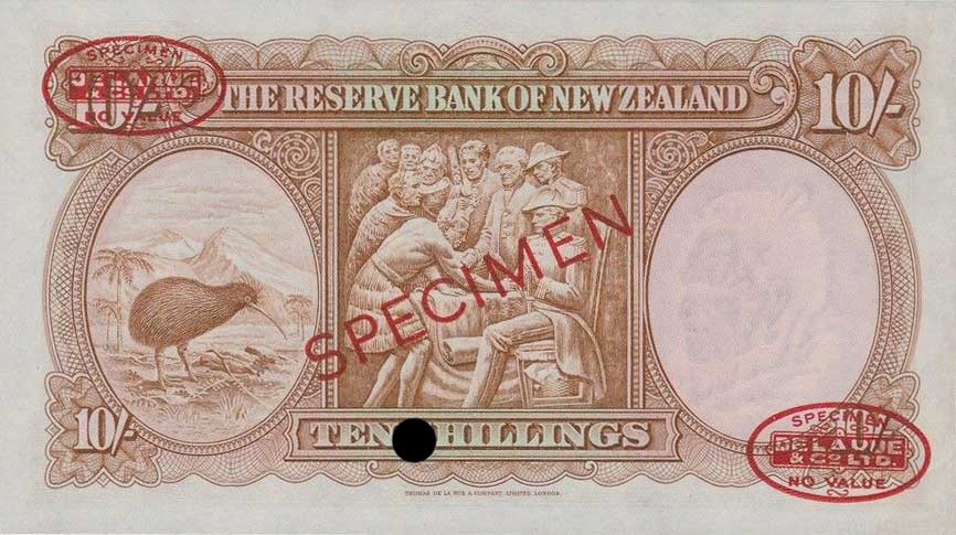 Back of New Zealand p158s: 10 Shillings from 1940