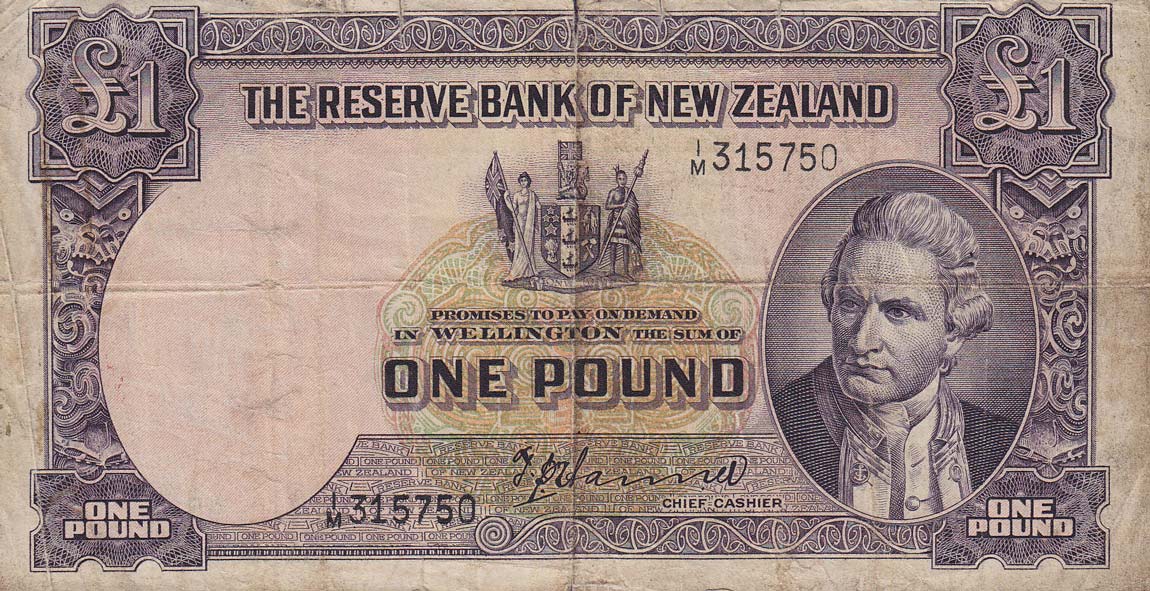 Front of New Zealand p159a: 1 Pound from 1940