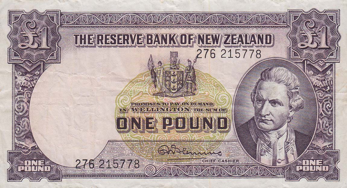 Front of New Zealand p159c: 1 Pound from 1956