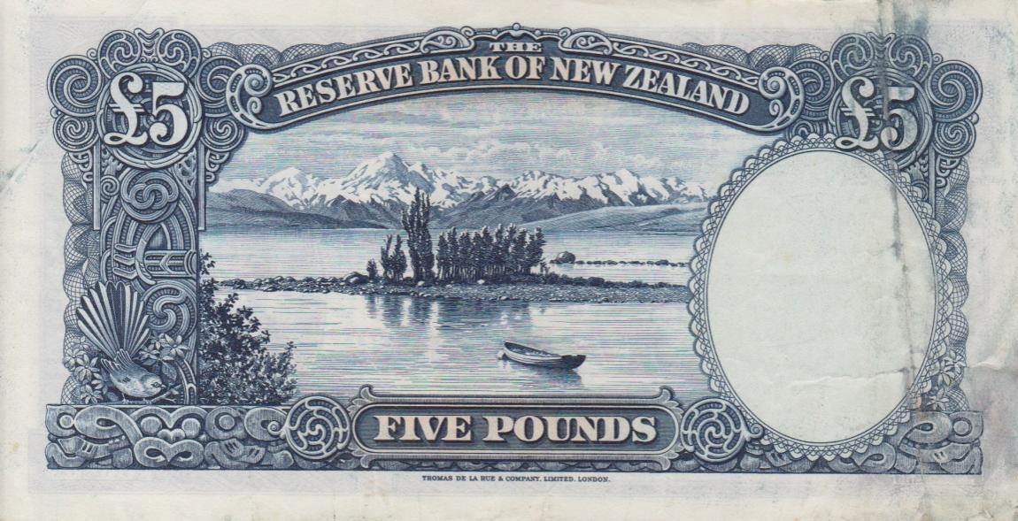 Back of New Zealand p160a: 5 Pounds from 1940