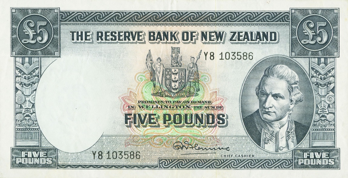 Front of New Zealand p160c: 5 Pounds from 1956