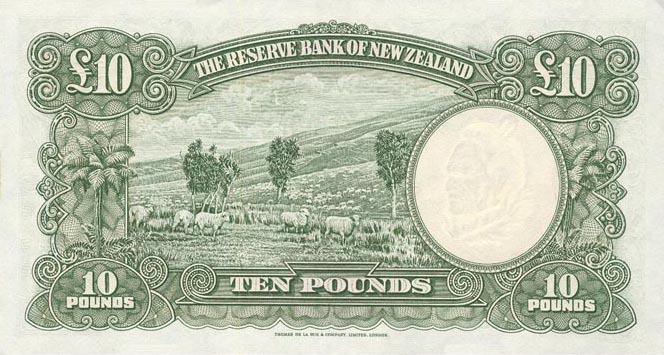 Back of New Zealand p161c: 10 Pounds from 1956