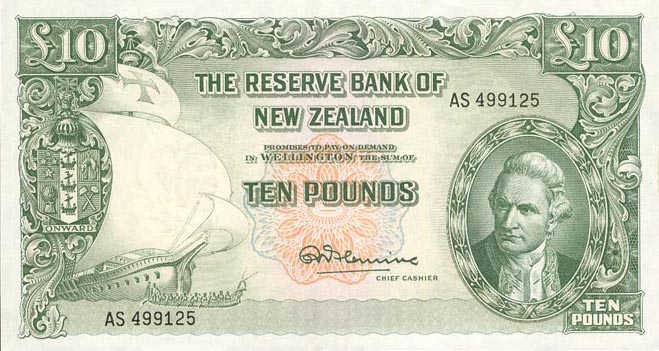 Front of New Zealand p161c: 10 Pounds from 1956