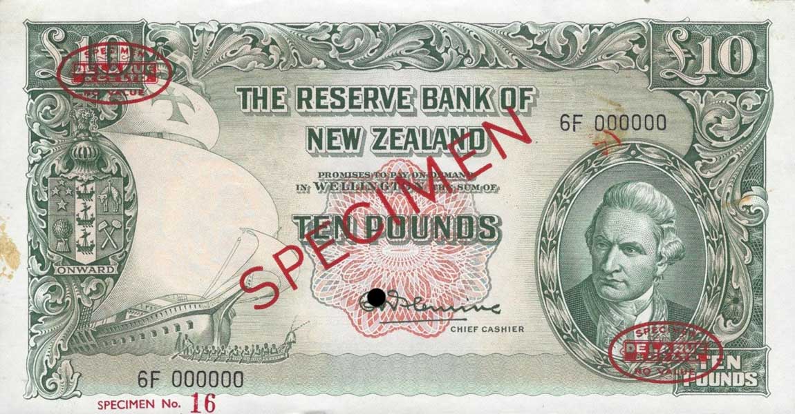 Front of New Zealand p161s: 10 Pounds from 1940