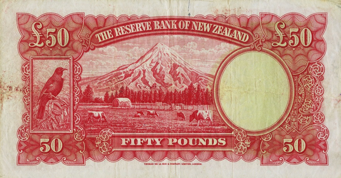 Back of New Zealand p162a: 50 Pounds from 1940