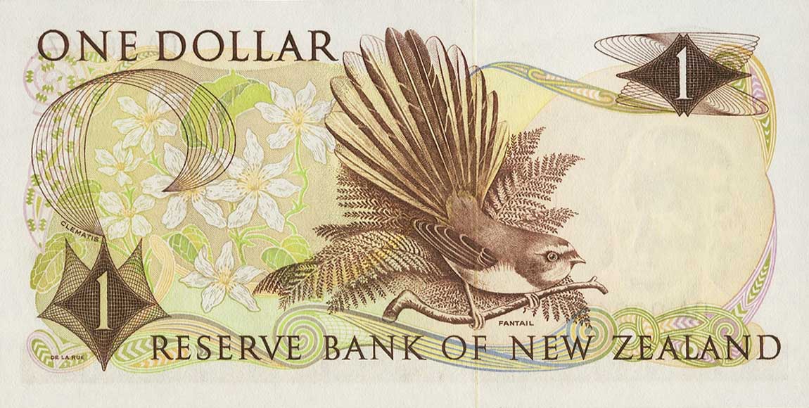 Back of New Zealand p163a: 1 Dollar from 1967