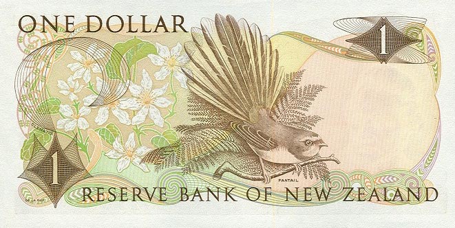 Back of New Zealand p163d: 1 Dollar from 1977