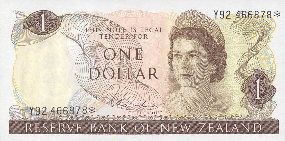 Front of New Zealand p163r: 1 Dollar from 1967