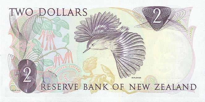 Back of New Zealand p164d: 2 Dollars from 1977