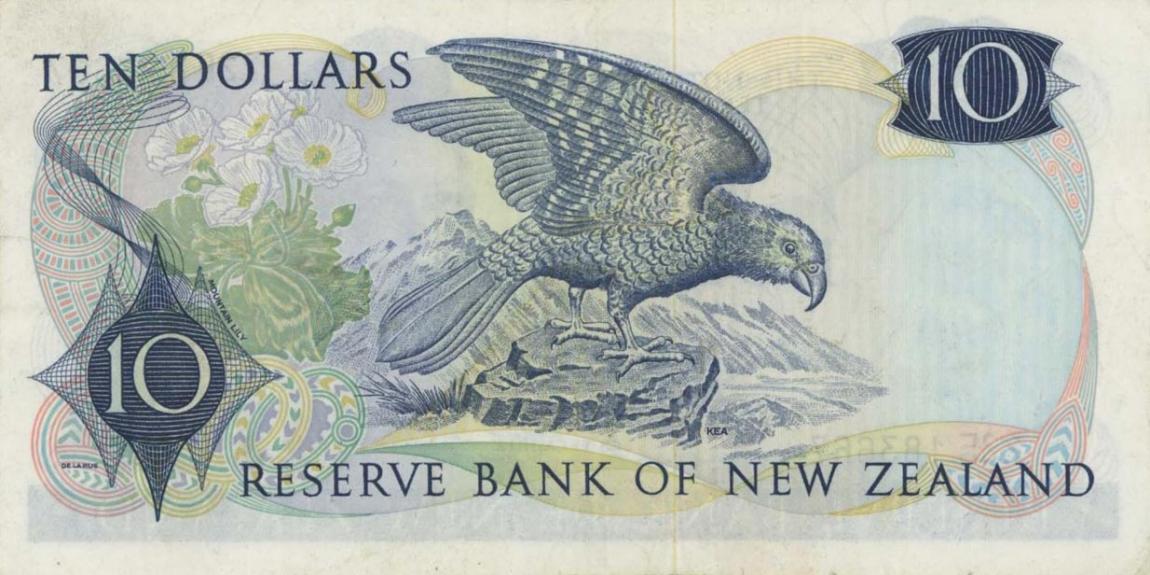 Back of New Zealand p166c: 10 Dollars from 1975