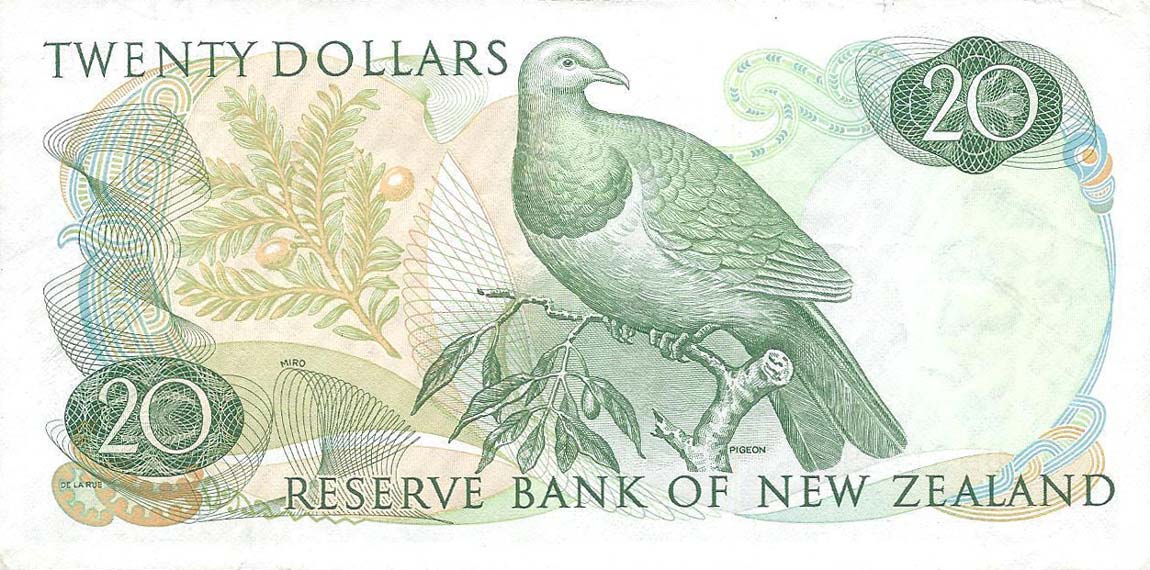 Back of New Zealand p167b: 20 Dollars from 1968