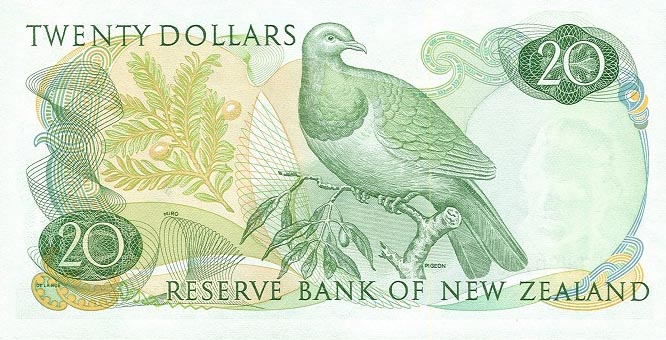 Back of New Zealand p167d: 20 Dollars from 1977