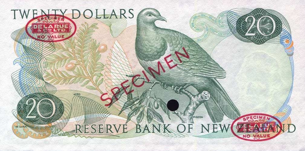 Back of New Zealand p167s: 20 Dollars from 1967