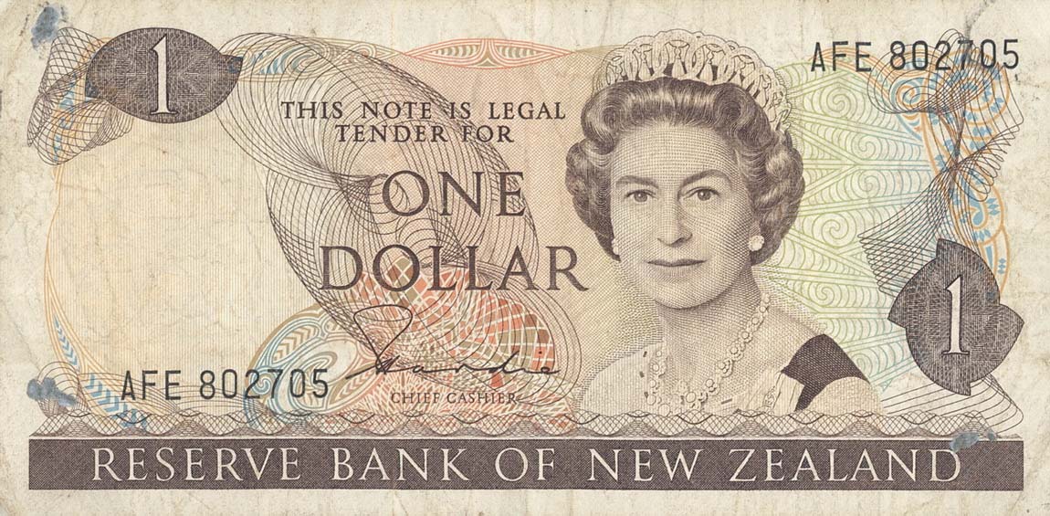 Front of New Zealand p169a: 1 Dollar from 1981