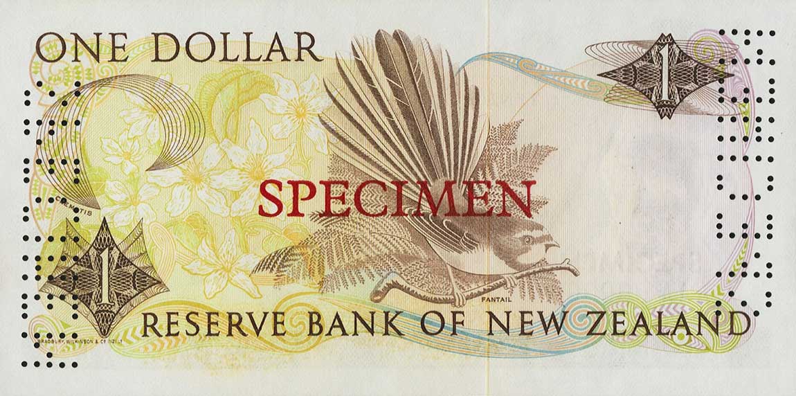 Back of New Zealand p169s: 1 Dollar from 1981