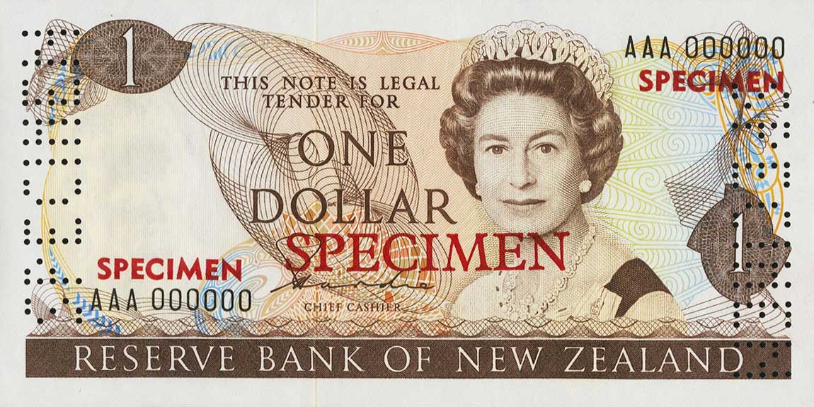 Front of New Zealand p169s: 1 Dollar from 1981