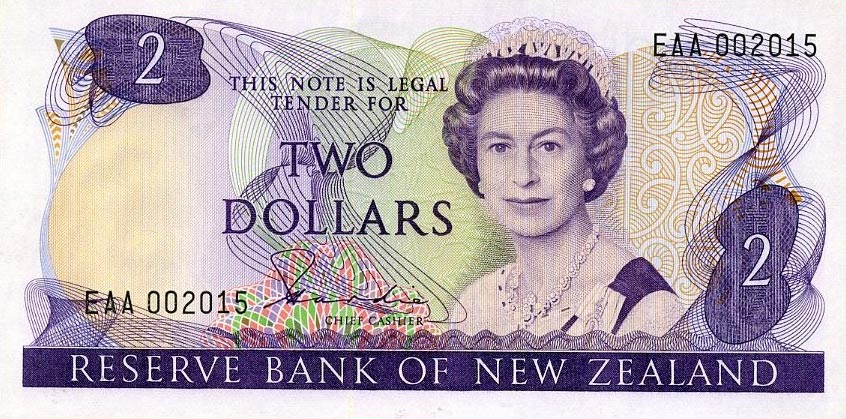 Front of New Zealand p170a: 2 Dollars from 1981