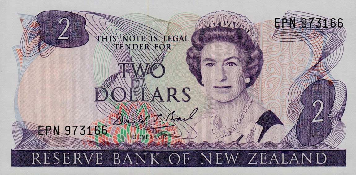 Front of New Zealand p170c: 2 Dollars from 1989
