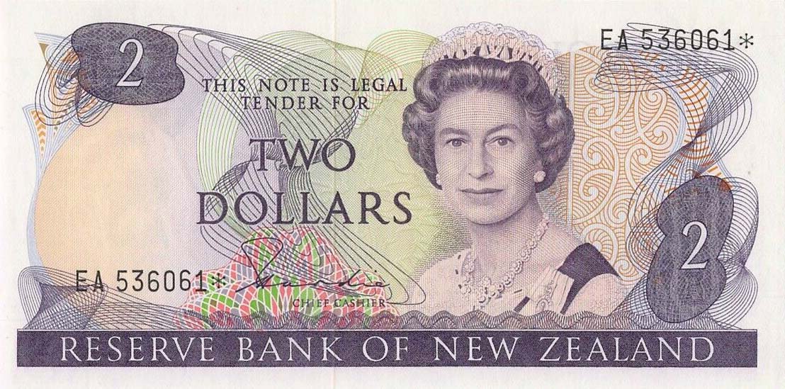 Front of New Zealand p170r: 2 Dollars from 1981