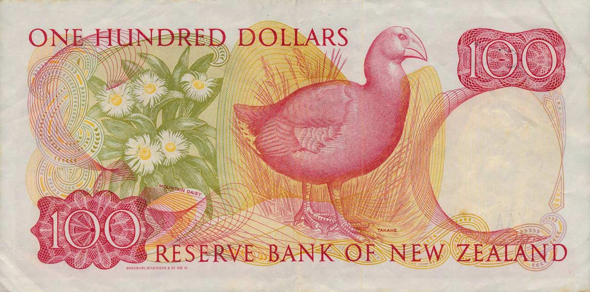 Back of New Zealand p175a: 100 Dollars from 1981