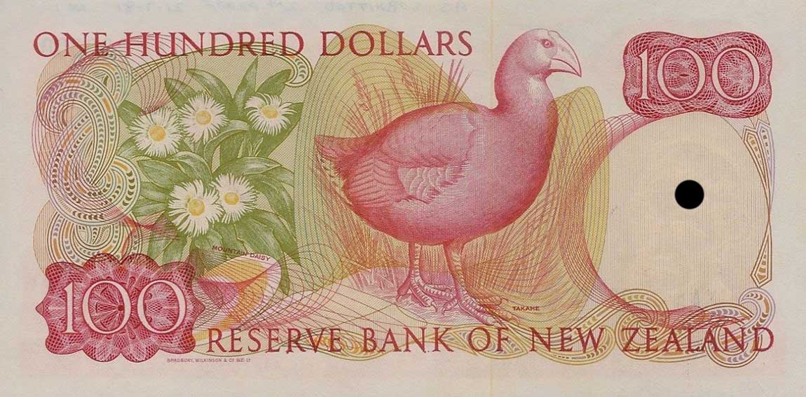 Back of New Zealand p175p: 100 Dollars from 1981