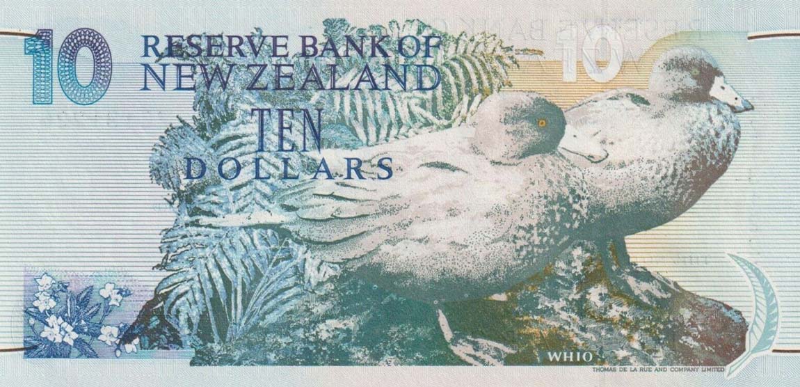Back of New Zealand p178r: 10 Dollars from 1992