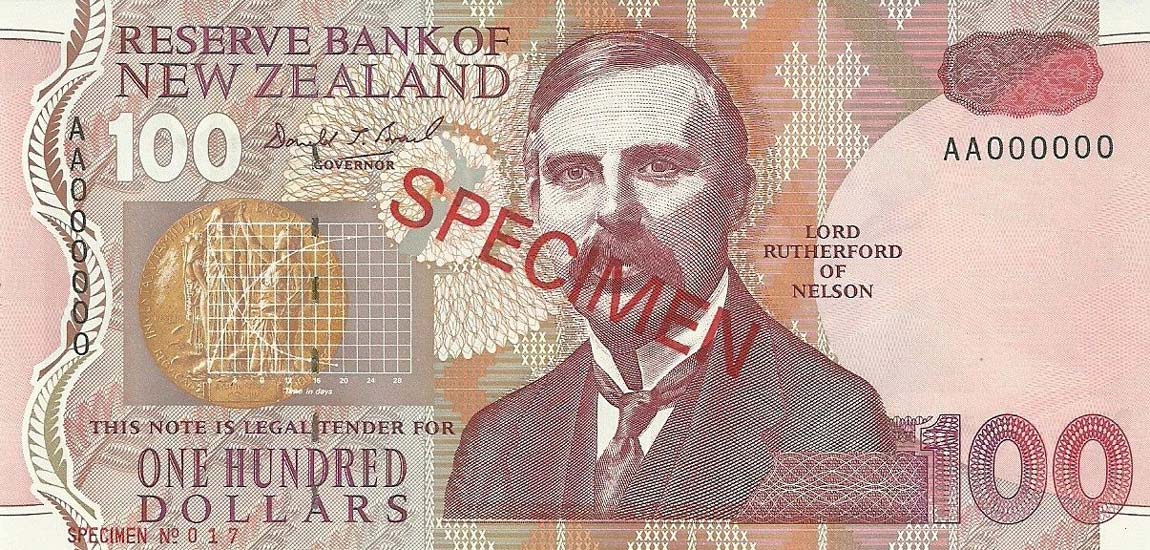 Front of New Zealand p181s: 100 Dollars from 1992