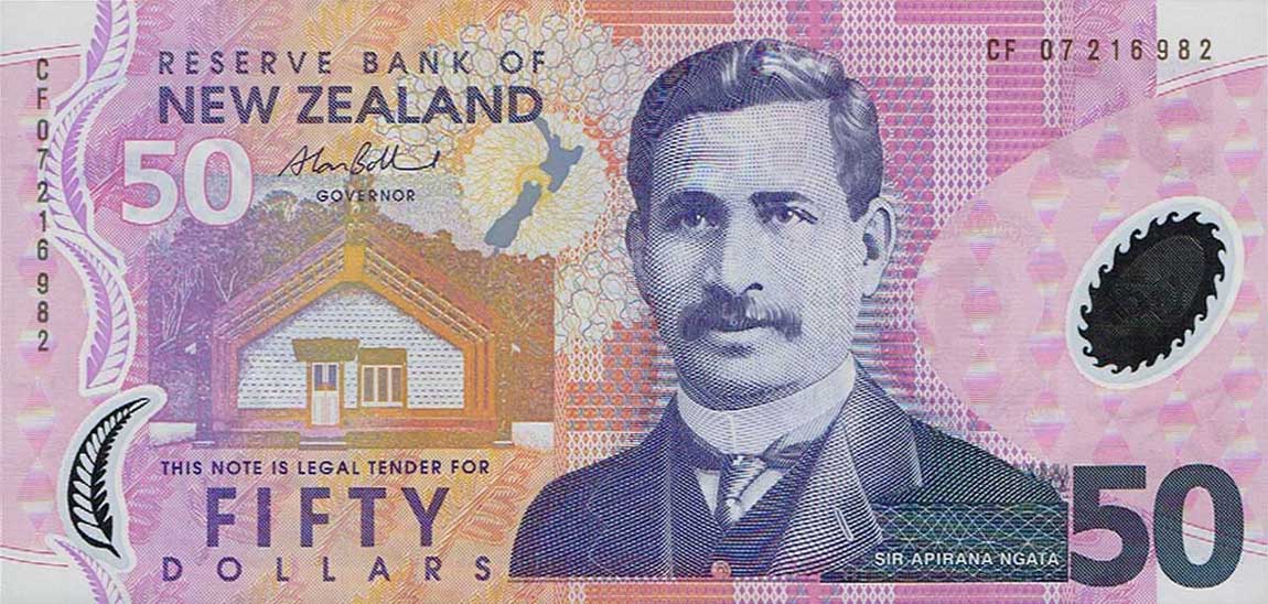 Front of New Zealand p188b: 50 Dollars from 1999