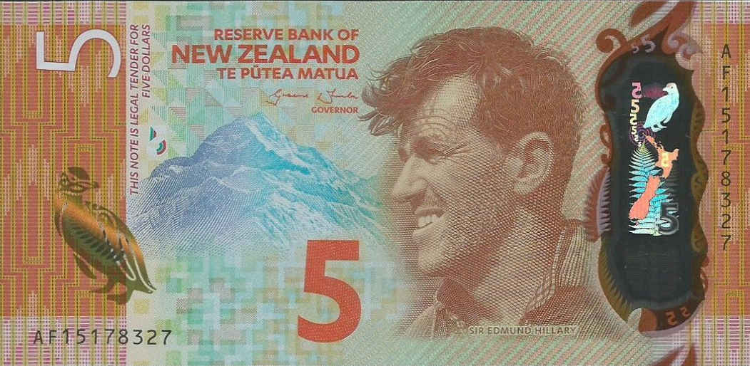 Front of New Zealand p191: 5 Dollars from 2015