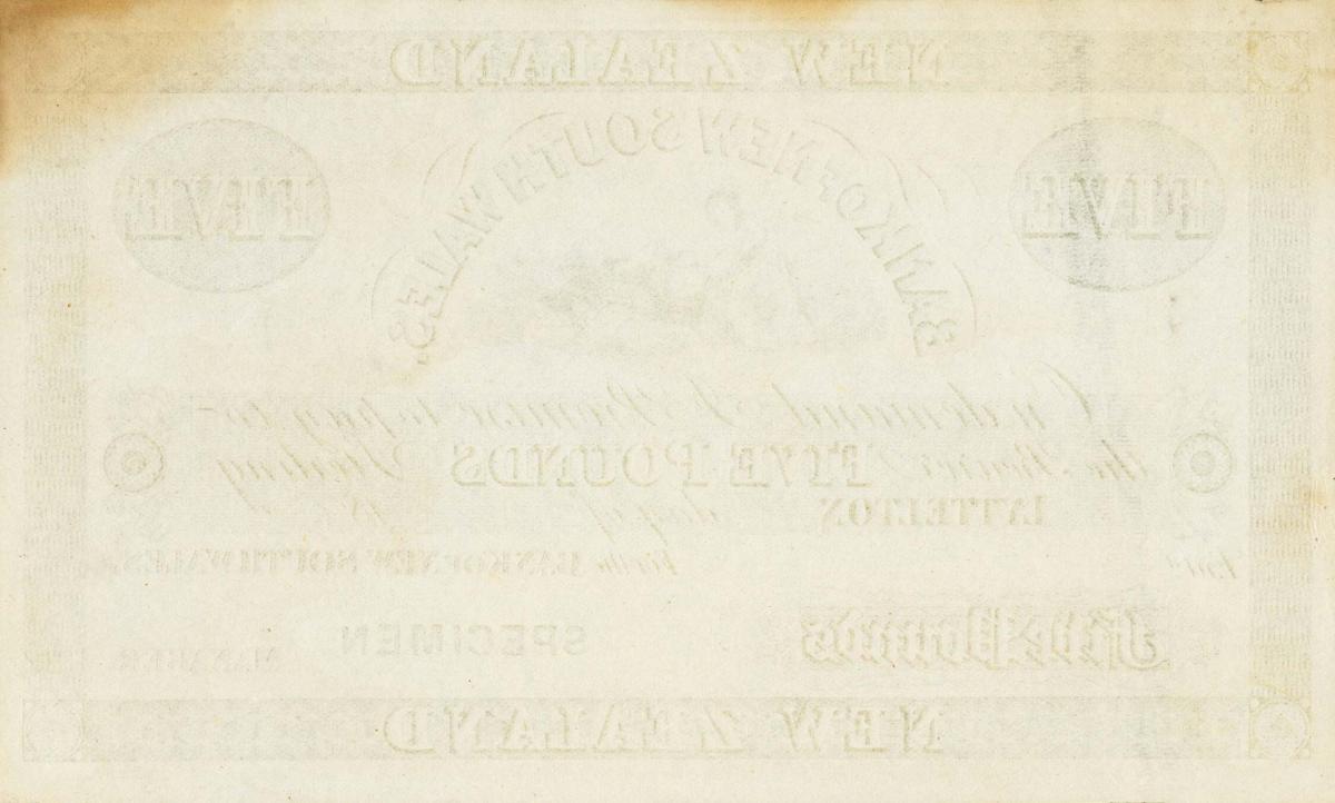 Back of New Zealand pS147g: 5 Pounds from 1870