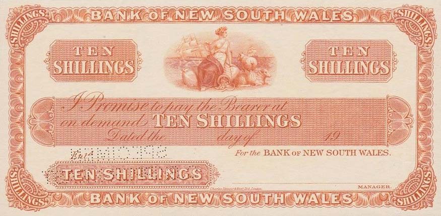 Front of New Zealand pS161s: 10 Shillings from 1924