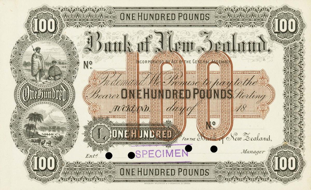 Front of New Zealand pS196b: 100 Pounds from 1928