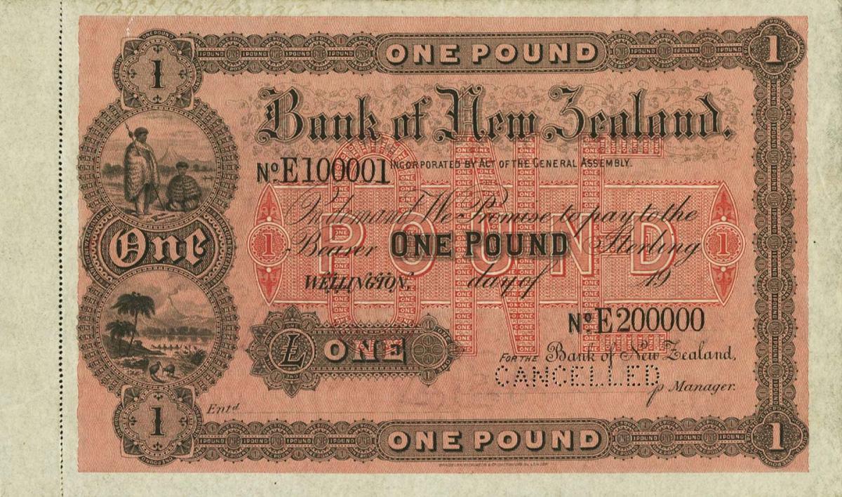 Front of New Zealand pS212s: 1 Pound from 1901