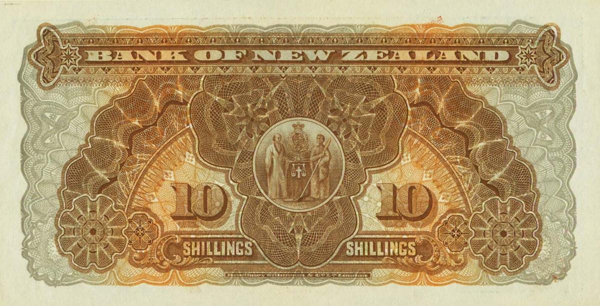 Back of New Zealand pS222s: 10 Shillings from 1917