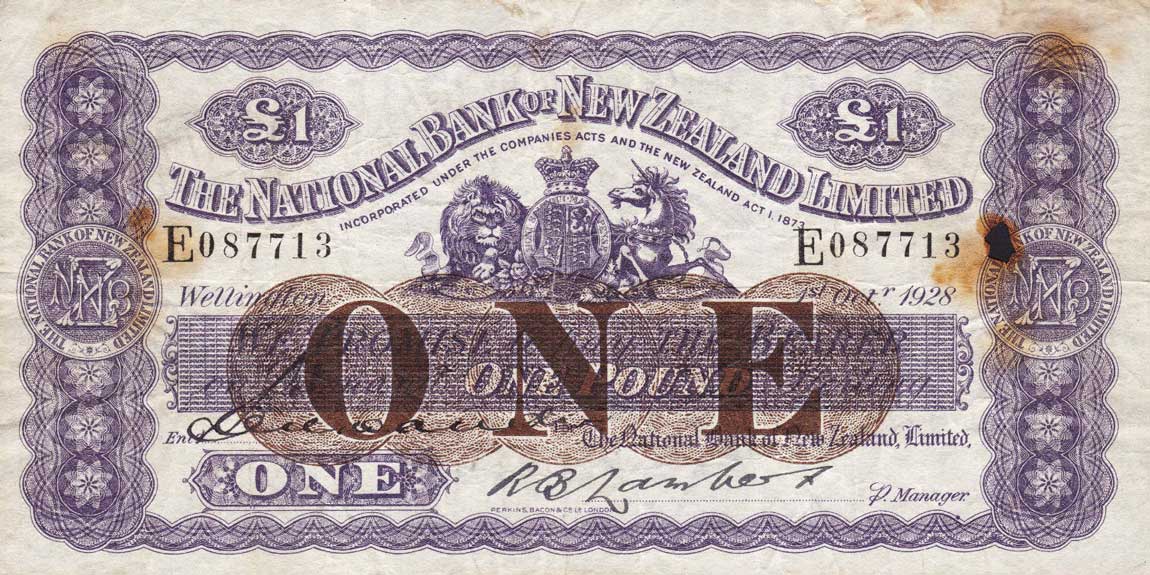 Front of New Zealand pS317: 1 Pound from 1925