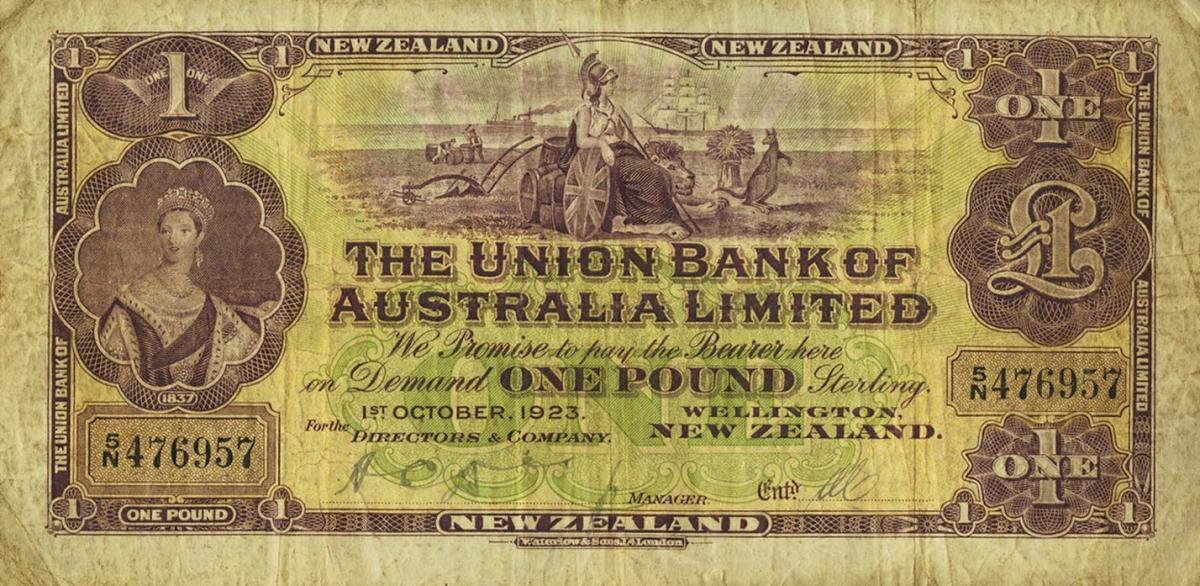 Front of New Zealand pS372a: 1 Pound from 1923