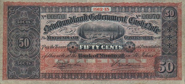 Front of Newfoundland pA10: 50 Cents from 1910