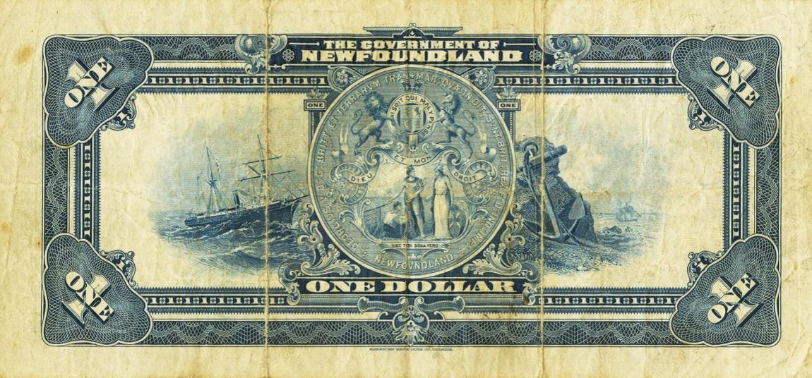 Back of Newfoundland pA14d: 1 Dollar from 1920