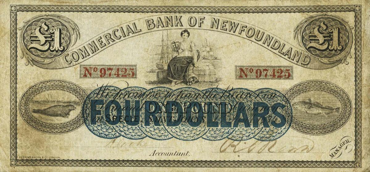 Front of Newfoundland pS109a: 1 Pound from 1874