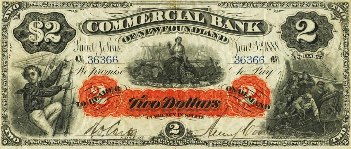 Front of Newfoundland pS113: 2 Dollars from 1888